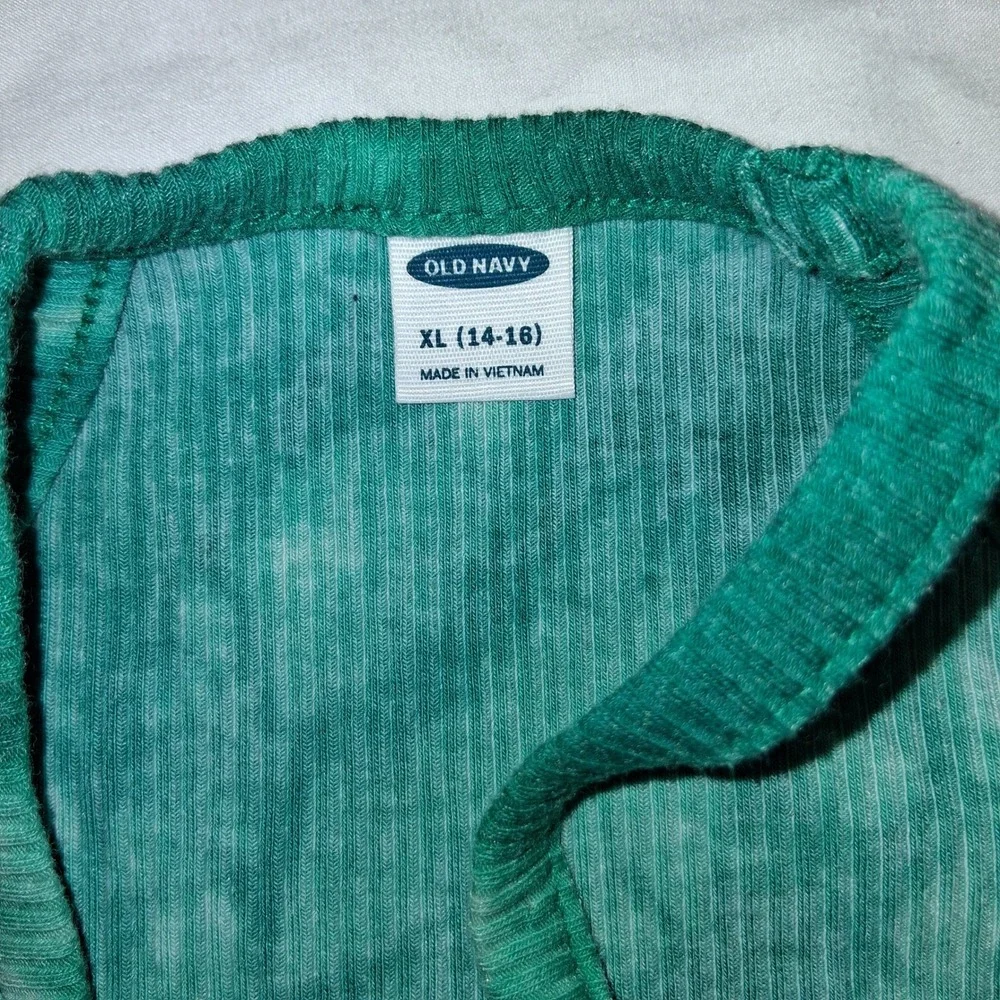 Old Navy Girls XL (14-16) Teal Tie Dye Ribbed‎ Knit Halter Tank Top